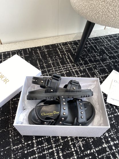 Dior black Velcro strap rivet flat sandals - Image 6