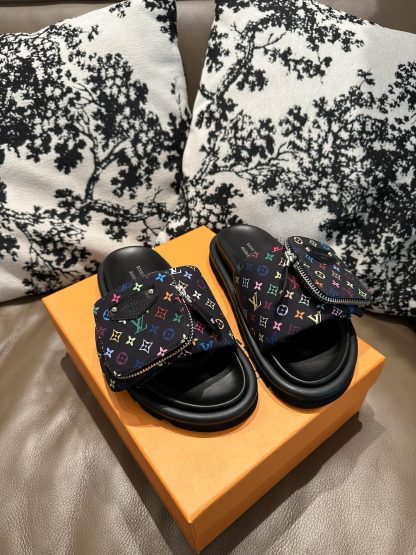 Louis Vuitton Couple's Small Backpack and Four-Color Slippers - Image 6