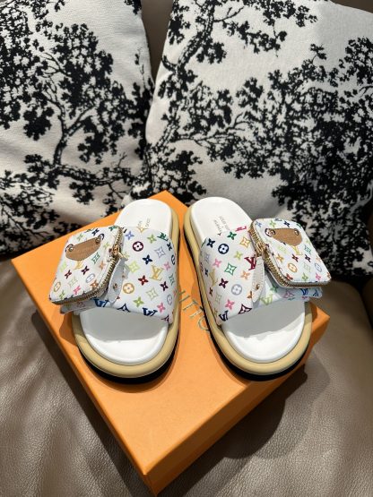 Louis Vuitton Couple's Small Backpack and Four-Color Slippers - Image 6