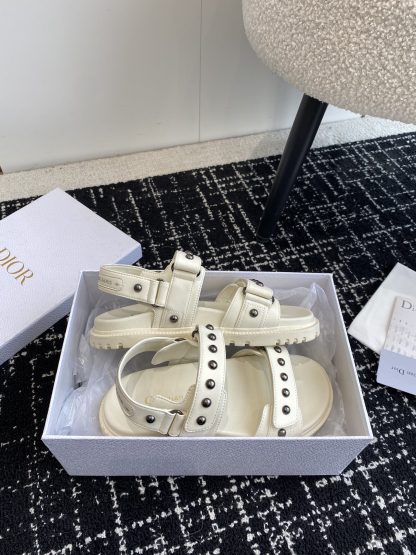 Dior Velcro Strap Studded Flat Sandals - Image 6