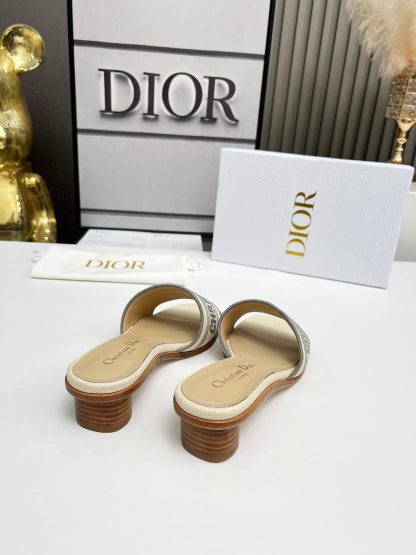 Dior women's monogram embroidered leather sole elegant high-heeled sandals - Image 6