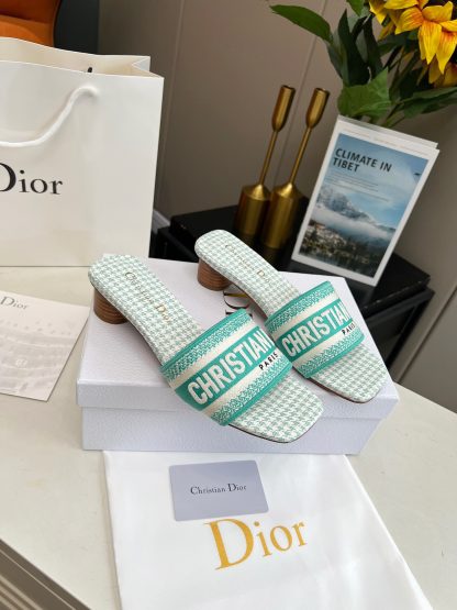 Dior Fresh Mint Green Silk Satin Mid-heeled Sandals - Image 6