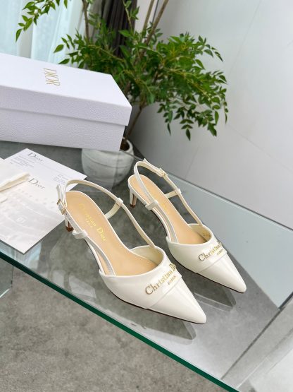 Dior patent leather shiny white temperament high heels - Image 6