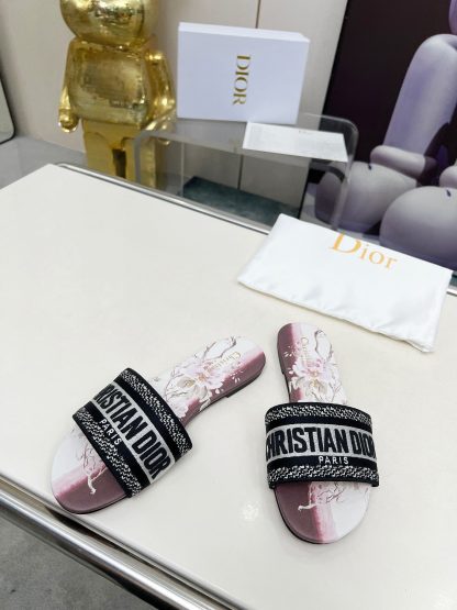 Dior Monogram Embroidered Leather Slide Sandals - Image 7