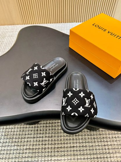 Louis Vuitton embossed logo slippers Pool Pillow Comfort flat slides - Image 6