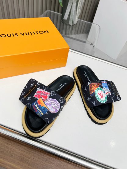 Louis Vuitton embossed logo slippers Pool Pillow Comfort flat slides - Image 6