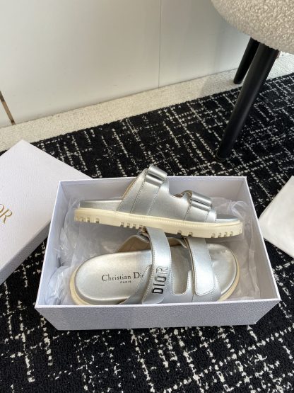 Dior silver magic tape flat slip-on sandals - Image 6