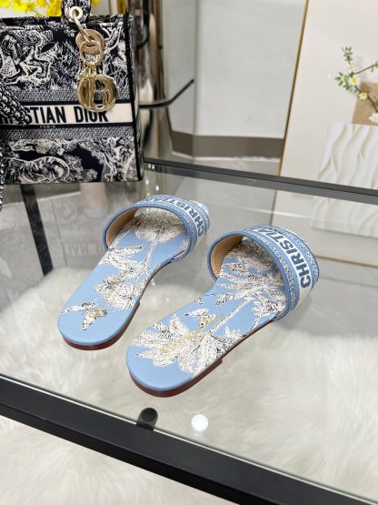Dior Women's Monogram Embroidered Leather Slippers - Image 6
