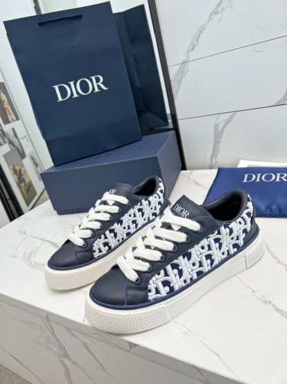 Dior navy blue embroidered tennis shoes - Image 7