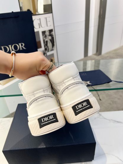 Dior Grey Jacquard High Top Sneakers - Image 7
