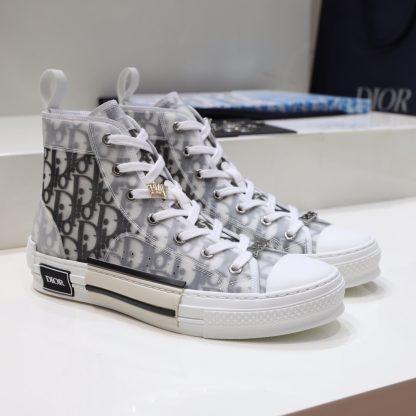 Dior Matte Pearl Glitter PVC Semi-Transparent Panel High-Top Casual Sneakers - Image 7