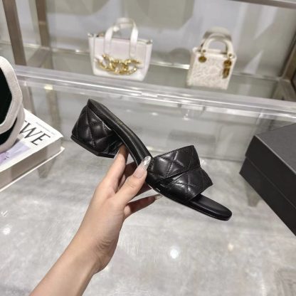 Chanel Spring/Summer New Classic Black Mixed Lambskin Sandals Heel Height 5cm - Image 7