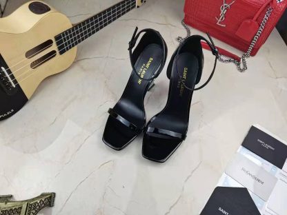 YSL lacquered high-heeled sandals with YSL letters - Image 7