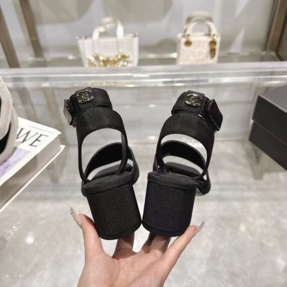 Chanel black spring and summer new classic sandals, heel height 5cm - Image 7