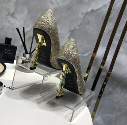 Ysl Elegant Full Diamond Crystal High Heels - Image 6