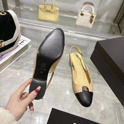 Chanel Spring and Summer Apricot New Comfort Low Heel Sandals Heel Height 3.5cm - Image 7