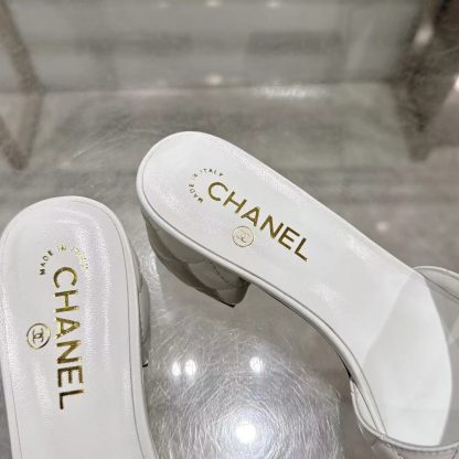 Chanel Spring/Summer New White Embroidered Linge Classic Sandals Heel Height 5cm - Image 7