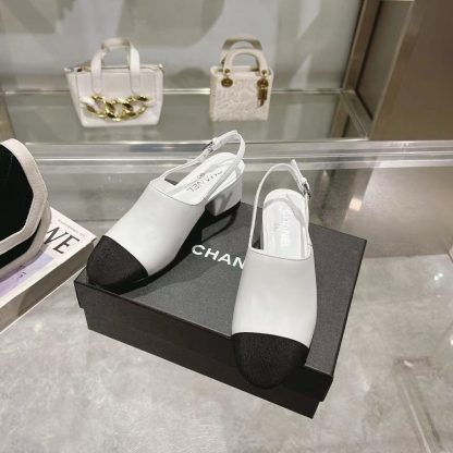Chanel white spring and summer new classic imported sheepskin sandals heel height 5cm - Image 7