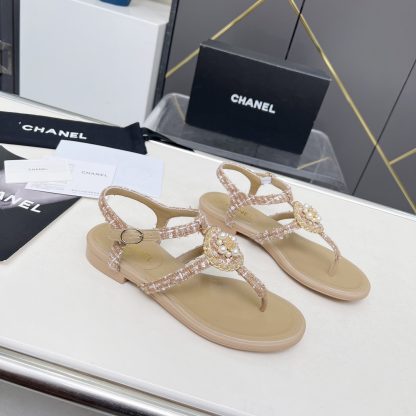 Chanel Spring-Summer Dance Shoes Collection New Retro Apricot Sandals - Image 7