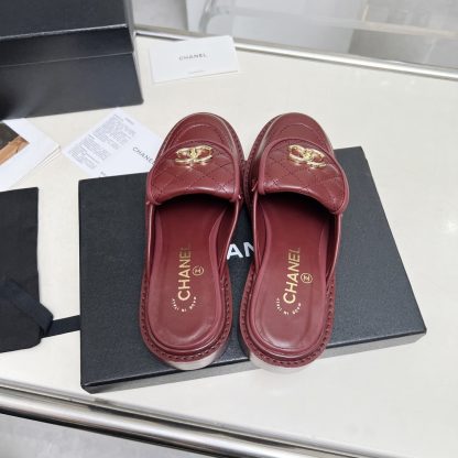 Chanel autumn and winter new goddess elegant temperament red half-slippers - Image 7