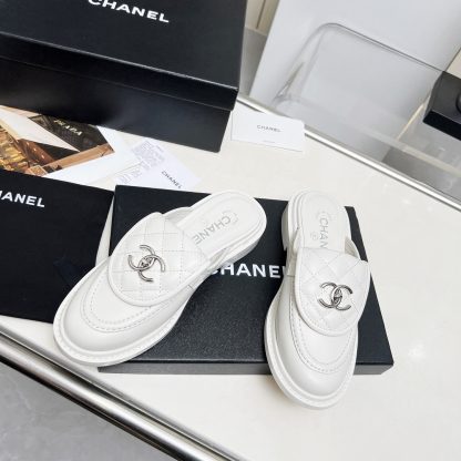 Chanel autumn and winter new goddess elegant temperament white half-slippers - Image 7