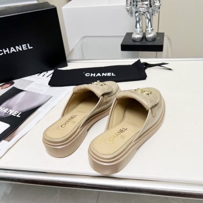 Chanel autumn and winter new goddess elegant temperament apricot half-slippers - Image 7