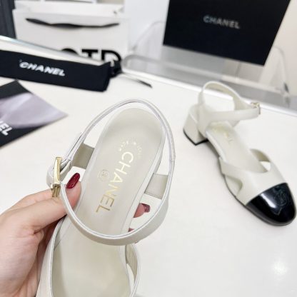 Chanel Early Spring Dance Shoes Series New European and American Style White Sandals Heel Height 3.5cm - Image 7