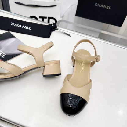 Chanel Early Spring Dance Shoes Series New European and American Style Apricot Sandals Heel Height 3.5cm - Image 7