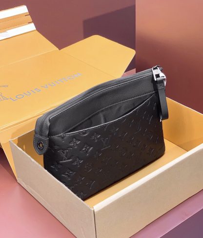Louis Vuitton Black Leather Embossed POCHETTE VOYAGE SOUPLE Clutch - Image 7