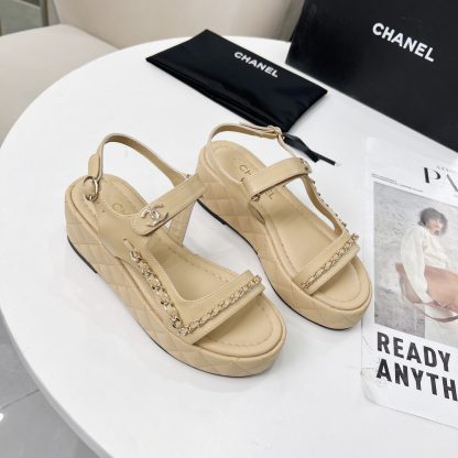 Chanel Spring and Summer Apricot Dance Shoes Series New European and American Catwalk Sandals - Image 7