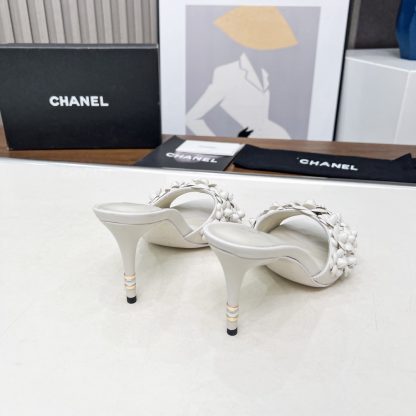 Chanel Spring and Summer White Dancing Shoes Series New Custom Flower Sandals Heel Height 8.5cm - Image 7