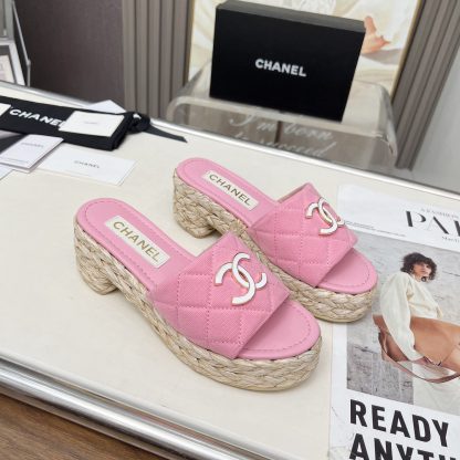 Chanel pink spring and summer dancing shoes series slimming sandals with heel height 6.5cm - Image 7