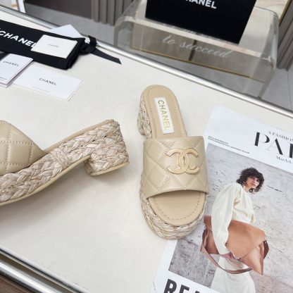 Chanel apricot spring and summer dancing shoes series slimming sandals with a heel height of 6.5cm - Image 7