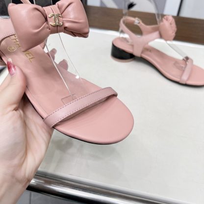 Chanel Spring/Summer Dancing Shoes Collection Pink Bow Sandals Heel Height 3.5cm - Image 7