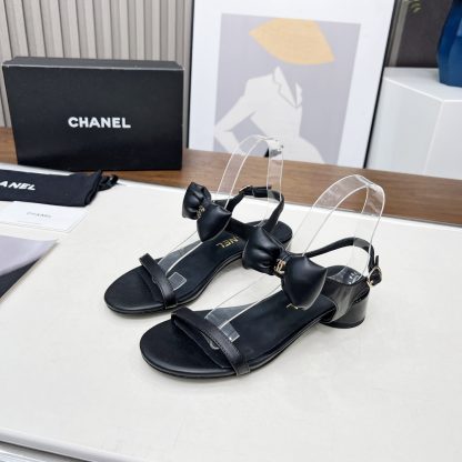 Chanel Spring/Summer Dancing Shoes Collection Black Bowknot Sandals Heel Height 3.5cm - Image 7