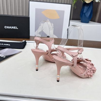 Chanel Spring and Summer Dance Shoes Collection New Pink Stiletto Custom Flower Sandals Heel Height 8.5cm - Image 7