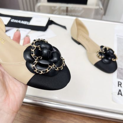 Chanel apricot spring and summer dance shoes series new custom camellia sandals heel height 1.5cm - Image 7