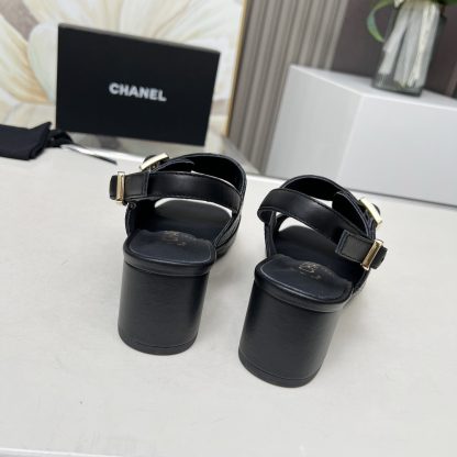 Chanel Spring and Summer Dance Shoes Series New Black Chunky Heel Sandals Heel Height 5cm - Image 7