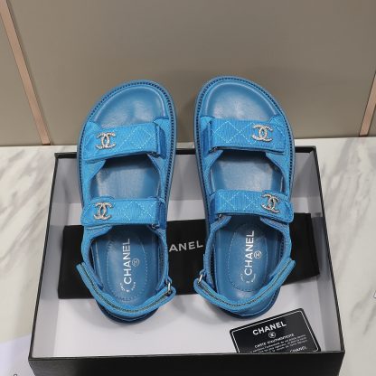 Chanel Temperament Denim Blue Sandals - Image 7