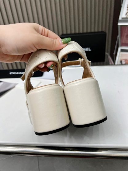 Chanel white platform wedge heel thick-soled summer sandals - Image 5