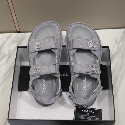 Chanel Temperament Denim Grey Sandals - Image 7