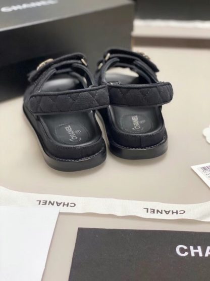 Chanel Temperament Denim Black Classic Sandals - Image 7