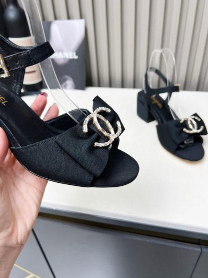 Chanel black spring and summer celebrity temperament super durable thick heel sandals - Image 6