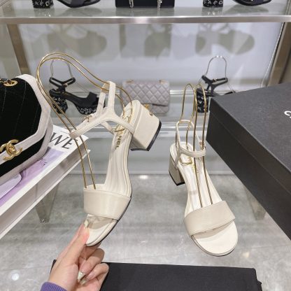 Chanel Early Spring Small Round Head White Flash Brick Sandals Heel Height 4.5cm - Image 7