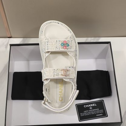 Chanel Check Design Classic Velcro Sandals - Image 7
