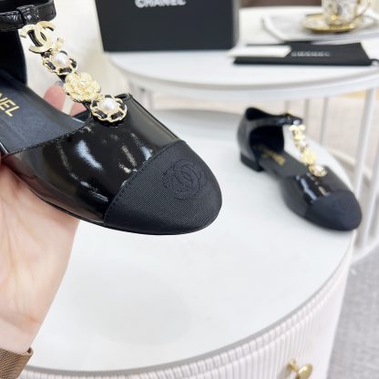 Chanel Spring and Summer Black Dancing Shoes Series Small Round Head Shiny Sandals - Image 7