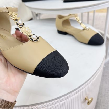 Chanel Spring/Summer Apricot Dance Shoes Series Small Round Toe Matte Sandals - Image 7