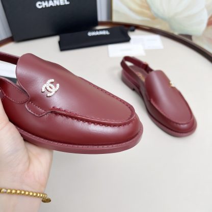 Chanel red spring and summer dancing shoes series retro style half-slip sandals heel height 2.5cm - Image 7