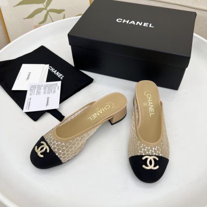 Chanel apricot spring and summer dancing shoes series new small round head retro sandals - Image 7