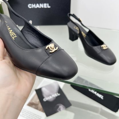 Chanel Spring and Summer Dancing Shoes Series Black Small Round Head New Sandals Heel Height 6cm - Image 7